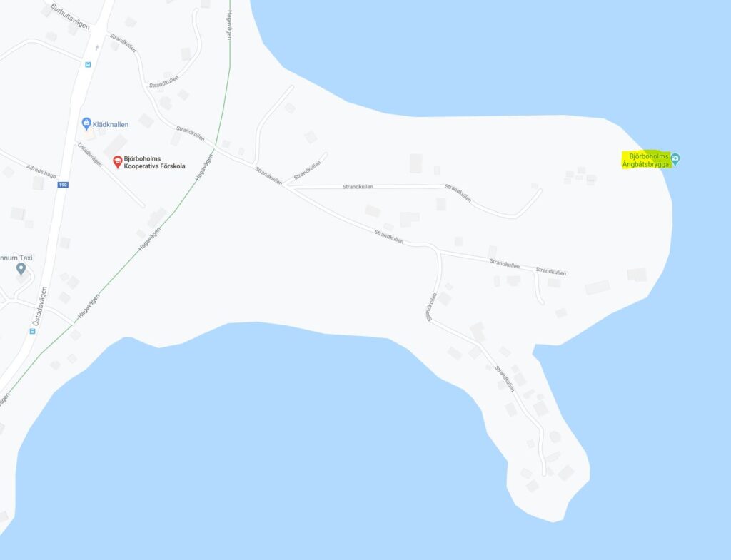 Strandkullepromenaden i Björboholm. Karta.